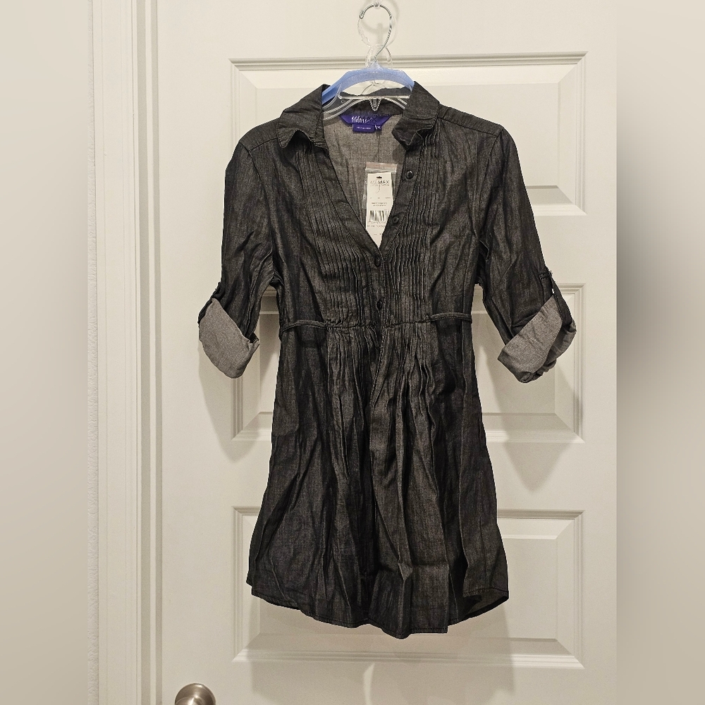 Miley Cyrus Max Azria Grey Chambray Tunic Shirt Dress NWT XL Juniors - Picture 2 of 8